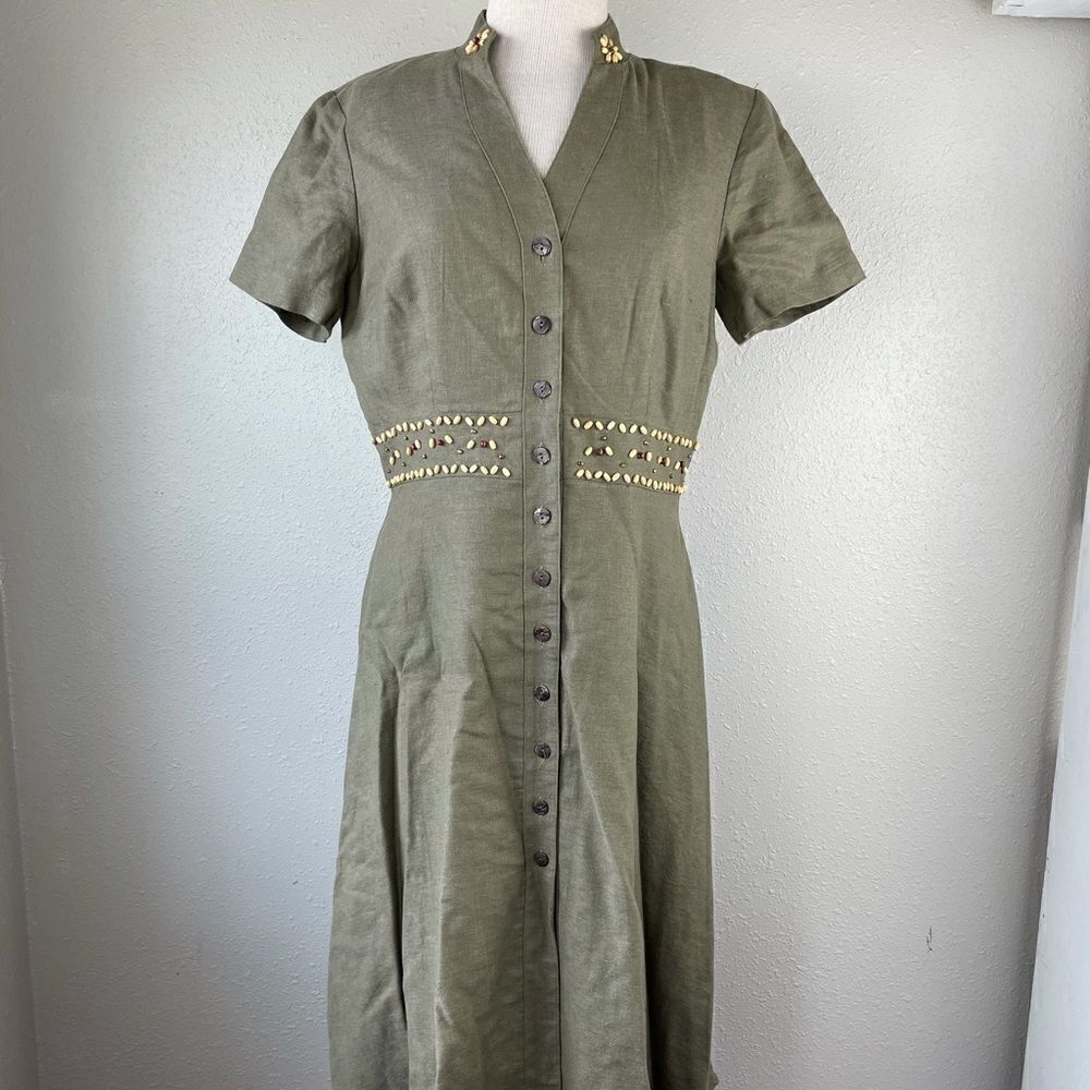Sheri Martin New York Linen Blend Maxi Dress EUC